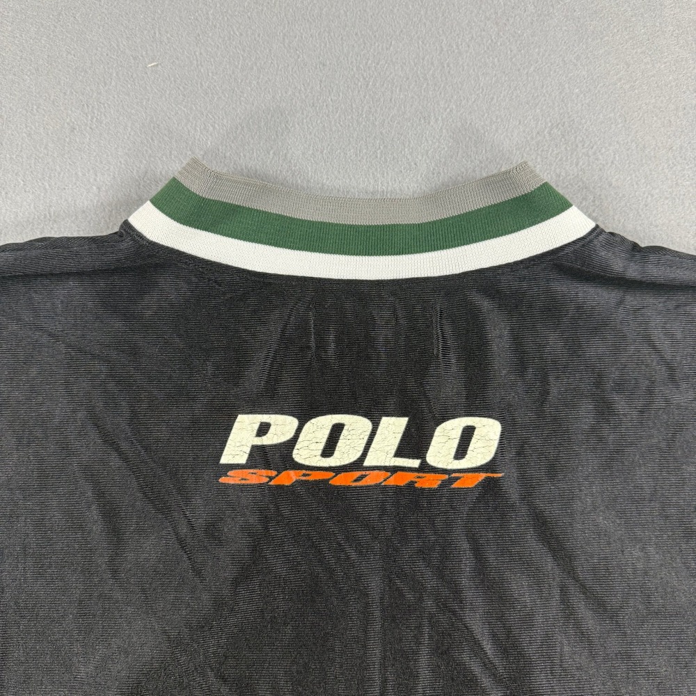 Vintage 90s Polo Sport Ralph Lauren Jersey Men 2XL Black V-Neck Nylon Rare USA - Picture 9 of 9
